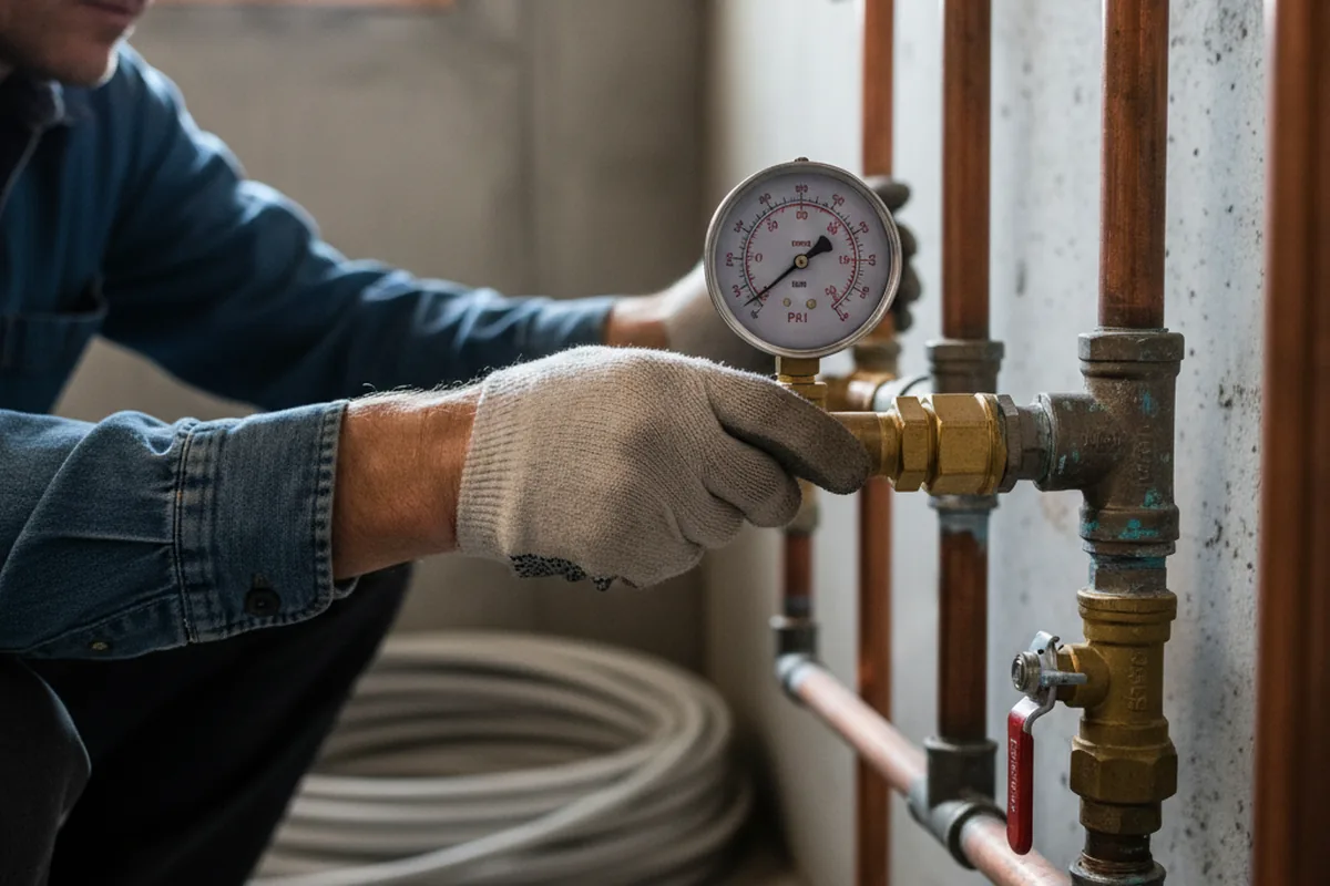 Pressure testing a repaired line during Water Line Repair in Pipe Creek